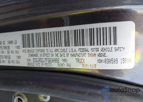 2015 Ram 2500 Outdoorsman z USA, uszkodzony, nr VIN 3C6UR5DJ7FG630892